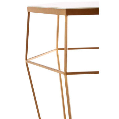 Shalimar White Marble and Gold Finish Hexagonal Side Table