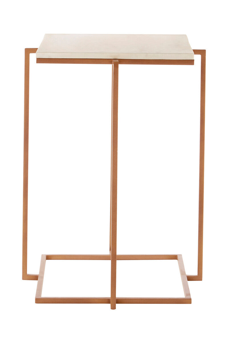 Shalimar White Marble Square Side Table with Gold Finish Legs