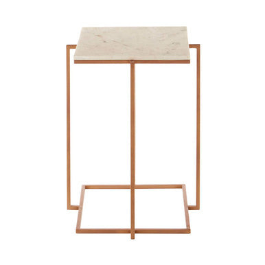 Shalimar White Marble Square Side Table with Gold Finish Legs