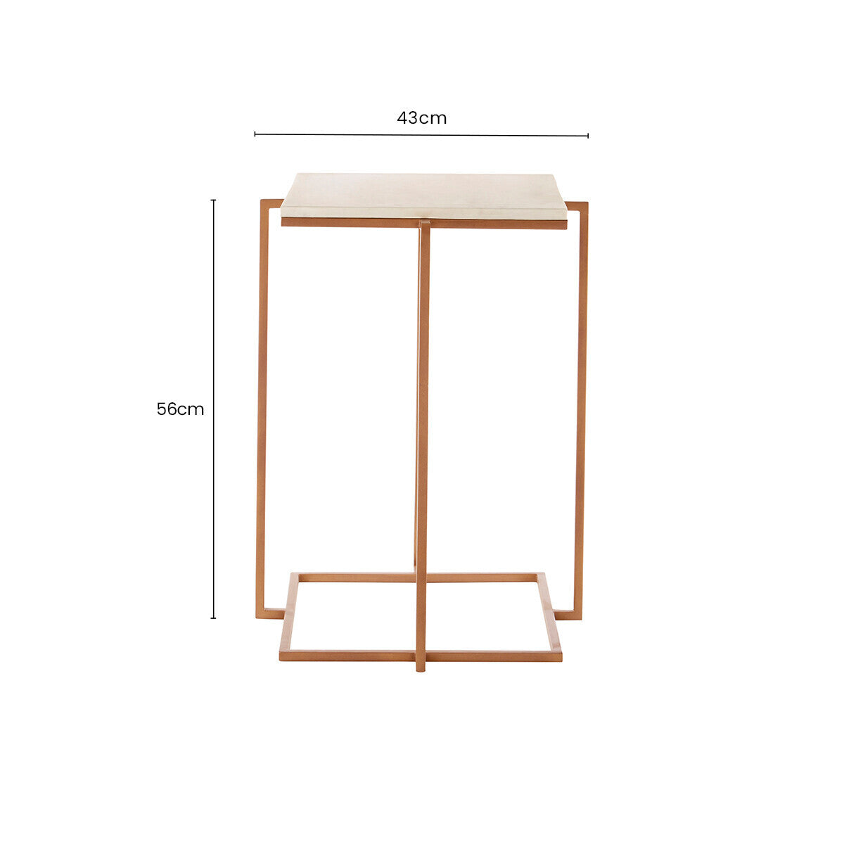 Shalimar White Marble Square Side Table with Gold Finish Legs