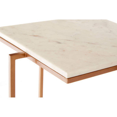 Shalimar White Marble Square Side Table with Gold Finish Legs