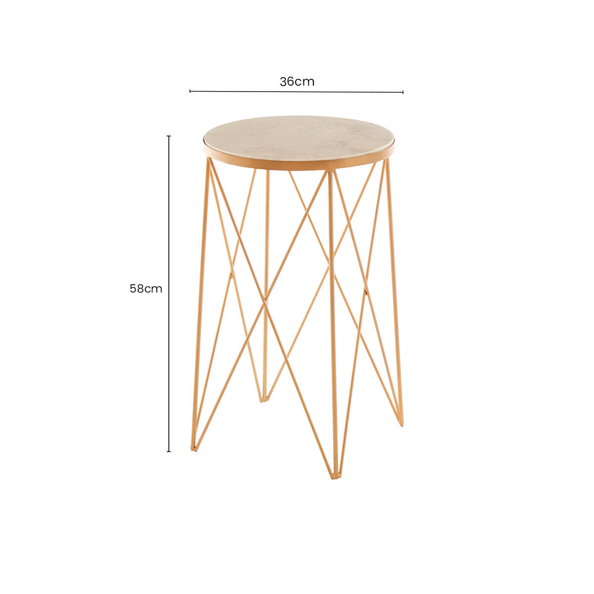 Shalimar White Marble Round Side Table with Gold Finish Legs