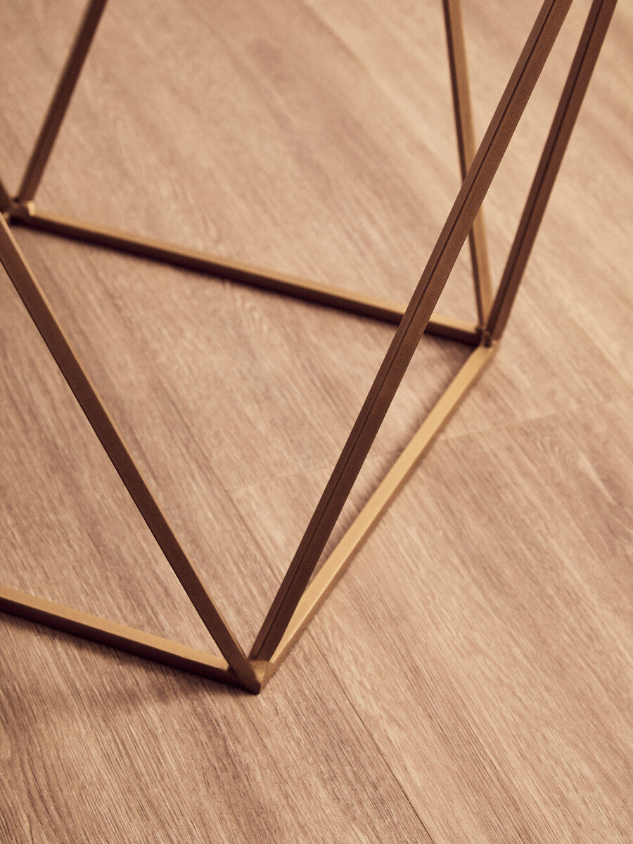 Shalimar White Marble and Gold Finish Square Side Table