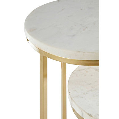 Nirav White Marble Large Nesting Tables