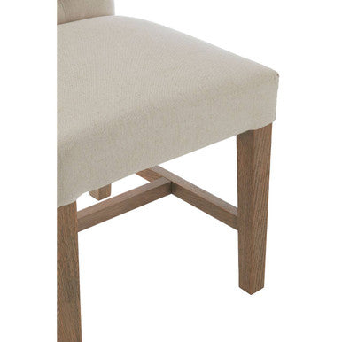 Lyon Beige Linen and Oak Wood Dining Chair