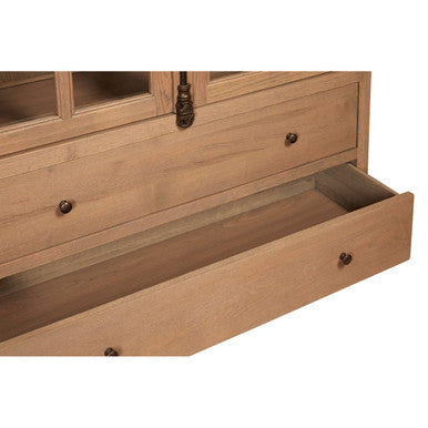 Lyon Grey Wash Oak Wood Tall Cabinet with Drawers