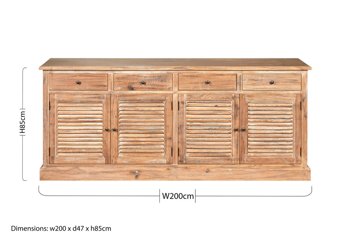 Lyon Oak Wood Sideboard with Whitewash Finish