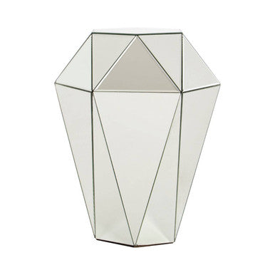Silver Opulent Faceted Mirrored Side Table, Kensington Townhouse