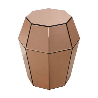 Faceted Rose Gold Mirrored Glass Side Table, Kensington Townhouse