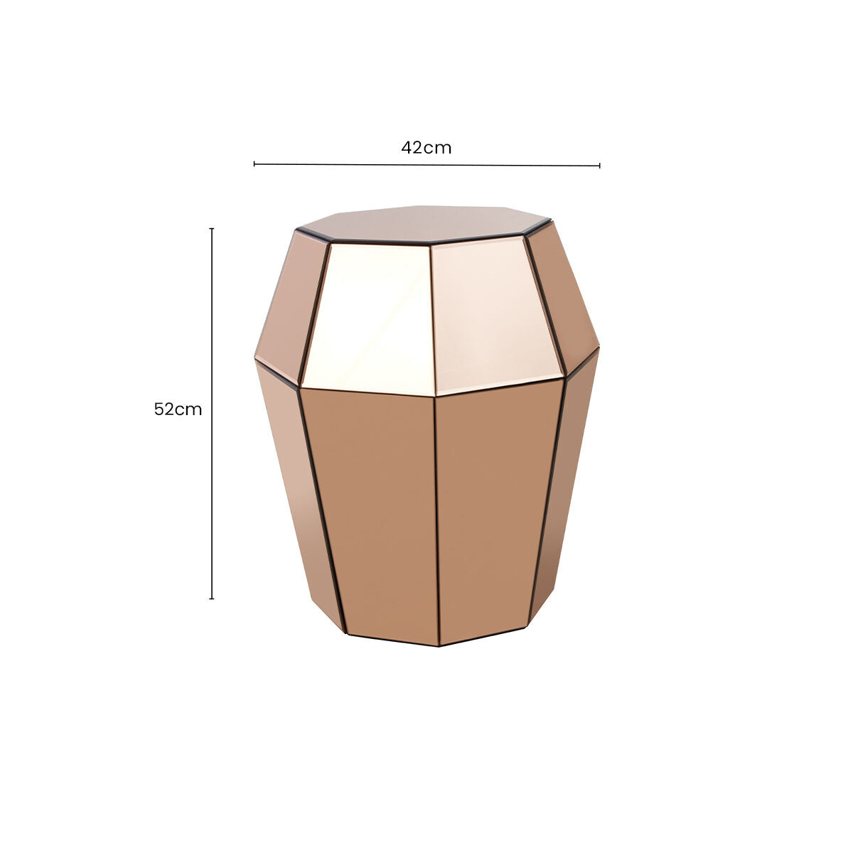 Kensington Townhouse Rose Gold Finish Mirrored Faceted Side Table