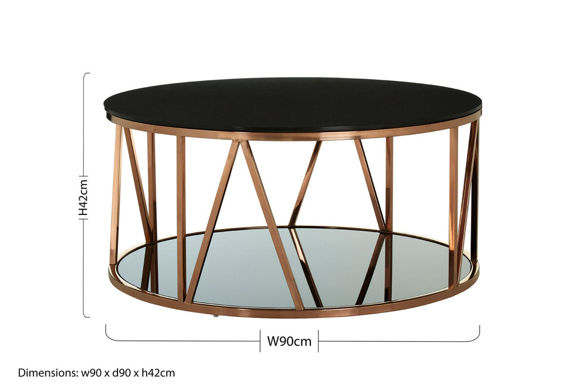 Alvaro Round Rose Gold Finish Coffee Table
