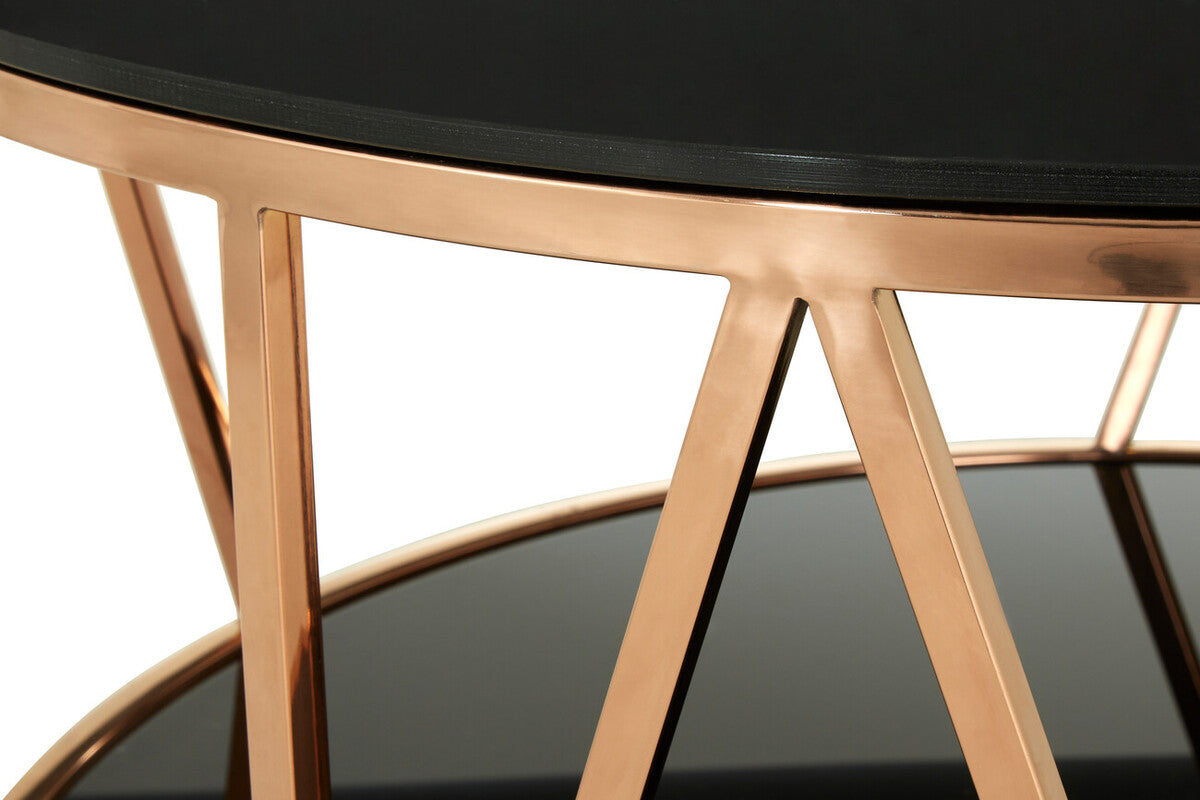 Alvaro Round Rose Gold Finish Coffee Table