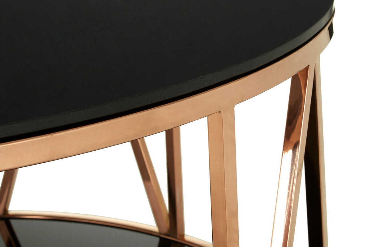 Alvaro Round Rose Gold Finish Coffee Table