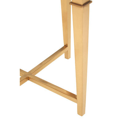 Alvaro White Marble and Gold Finish Round Side Table