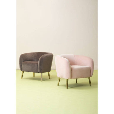 Louxor Grey Velvet Round Armchair