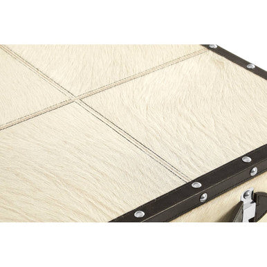 Leather End Table with Metallic Stud Detail and Mango Wood Storage, Kensington Townhouse