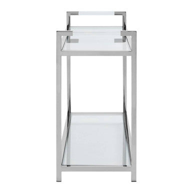 Silver Stainless Steel Base and Tempered Glass Console Table with Two Display Tiers, Vogue