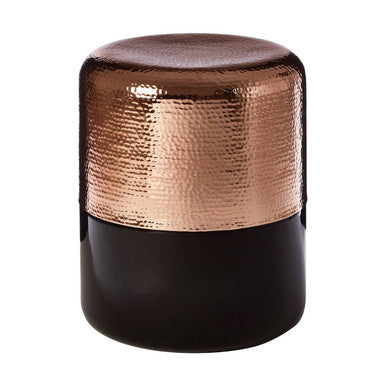 Black Glass Side Table with Hammered Copper Aluminium Base, Margot