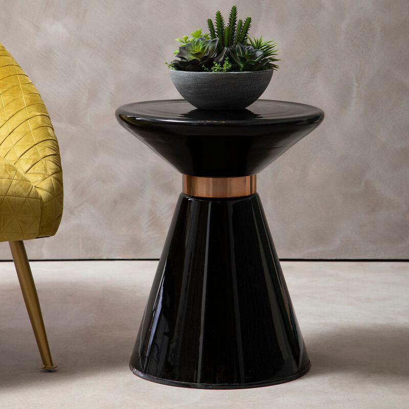 Martini Black Glass Side Table