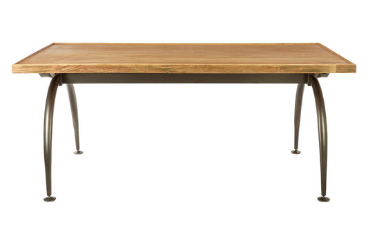 Natural Elm Wood Top Dining Table with Metal Frame, New Foundry