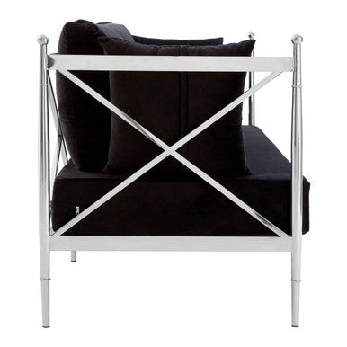 2 Seater Sofa With Silver Lattice Arms, Novo
