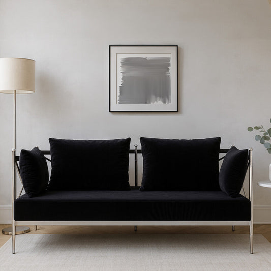 2 Seater Sofa with Silver Lattice Arms | Novo