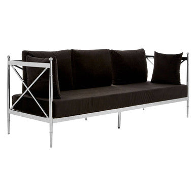 3 Seater Sofa With Silver Lattice Sides, Novo