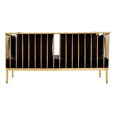 2 Seater Gold Finish Tapered Arms Sofa, Novo