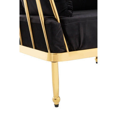 Novo Black Velvet and Gold Finish 2 Seater Sofa