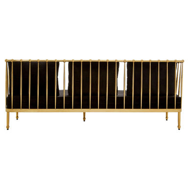 3 Seater Gold Finish Tapered Arms Sofa, Novo
