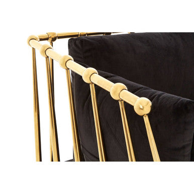 3 Seater Gold Finish Tapered Arms Sofa, Novo