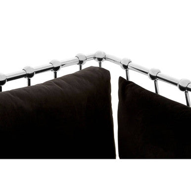 2 Seater Silver Finish Tapered Arms Sofa, Novo