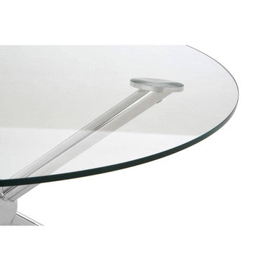 Round Clear Tempered Glass Top Coffee Table with Silver Finish Stainless Steel Base, Novo
