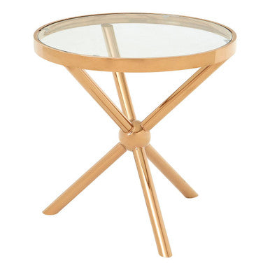 Novo Clear Glass and Rose Gold Finish Side Table