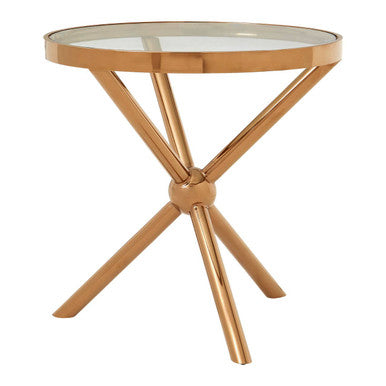 Novo Clear Glass and Rose Gold Finish Side Table