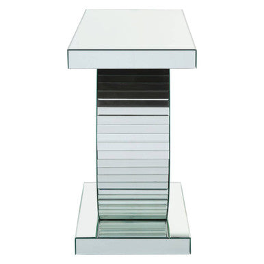 Mirrored Console Table with Round Mirrored Base and Decorative Ridges, Gianara