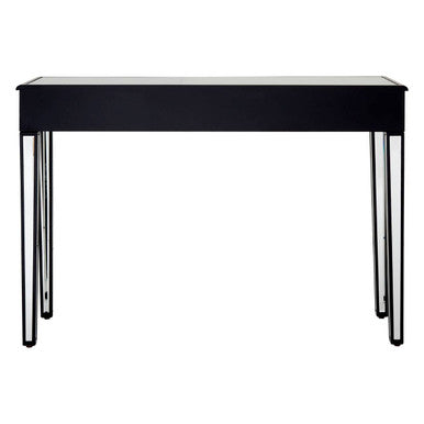Mirrored White Wooden 3-Drawer Console Table with Black Trim Frame, Graciela
