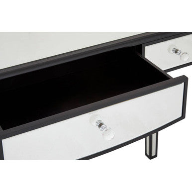 Mirrored White Wooden 3-Drawer Console Table with Black Trim Frame, Graciela