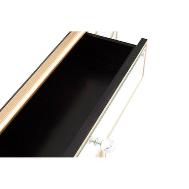 Mirrored Panel 1 Drawer Console Table with Gold Finish Frame and Crystal Knob, Grazia