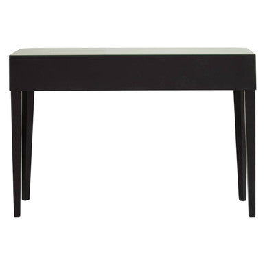Mirrored Console Table with Black Finish Wooden Legs and Crystal Drawer Knobs, Gabriella
