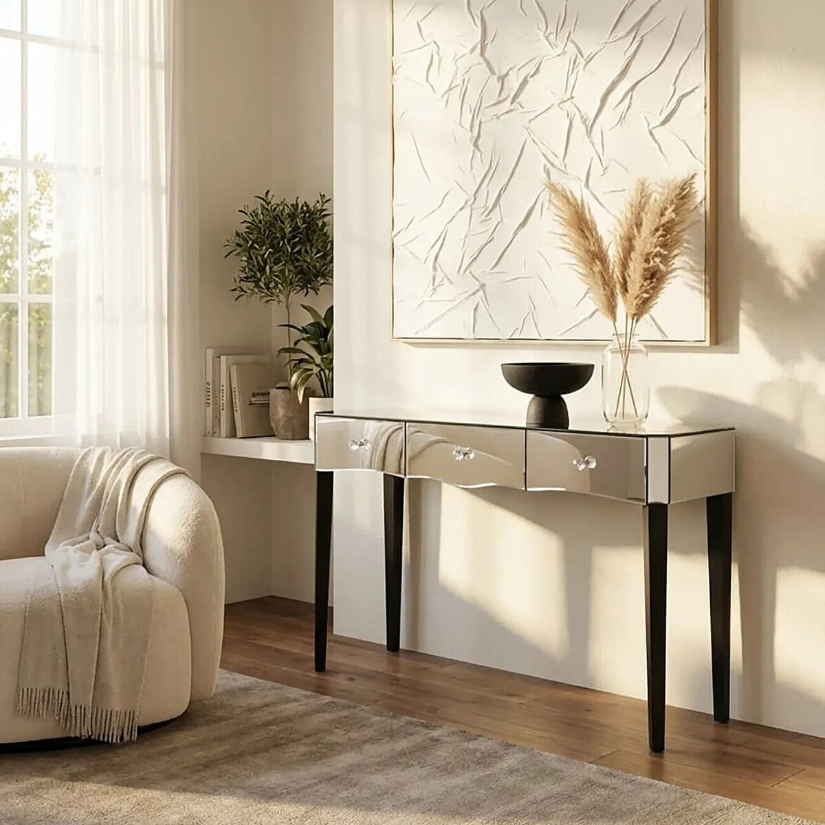 Gabriella Mirrored 3 Drawer Console Table