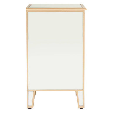 Warm Gold Mirrored Side Table with Storage Drawer and Open Shelf, Grazia