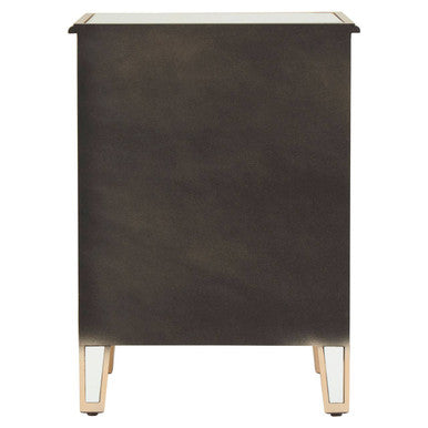 Warm Gold Mirrored Side Table with Storage Drawer and Open Shelf, Grazia
