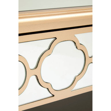 Warm Gold Mirrored Side Table with Storage Drawer and Open Shelf, Grazia