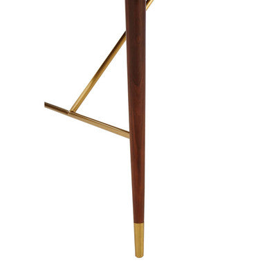 Brown Walnut Wood Dining Table with Brass Accents, Kenso