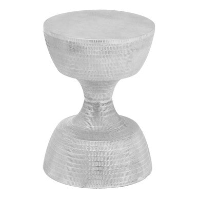 Matin Silver Finish Textured Metal Small Side Table
