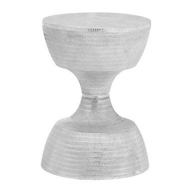 Matin Silver Finish Textured Metal Small Side Table