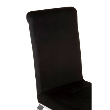 Eliza Black Velvet Dining Chair With Silver Frame
