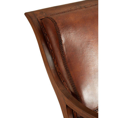 Inca Brown Leather Lounge Chair with Footstool