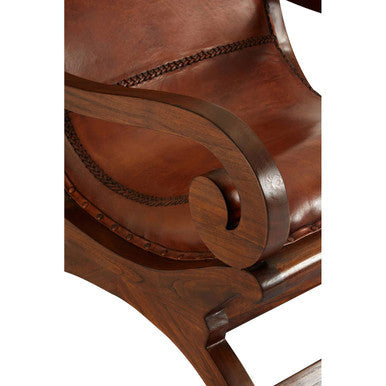 Inca Brown Leather Lounge Chair with Footstool